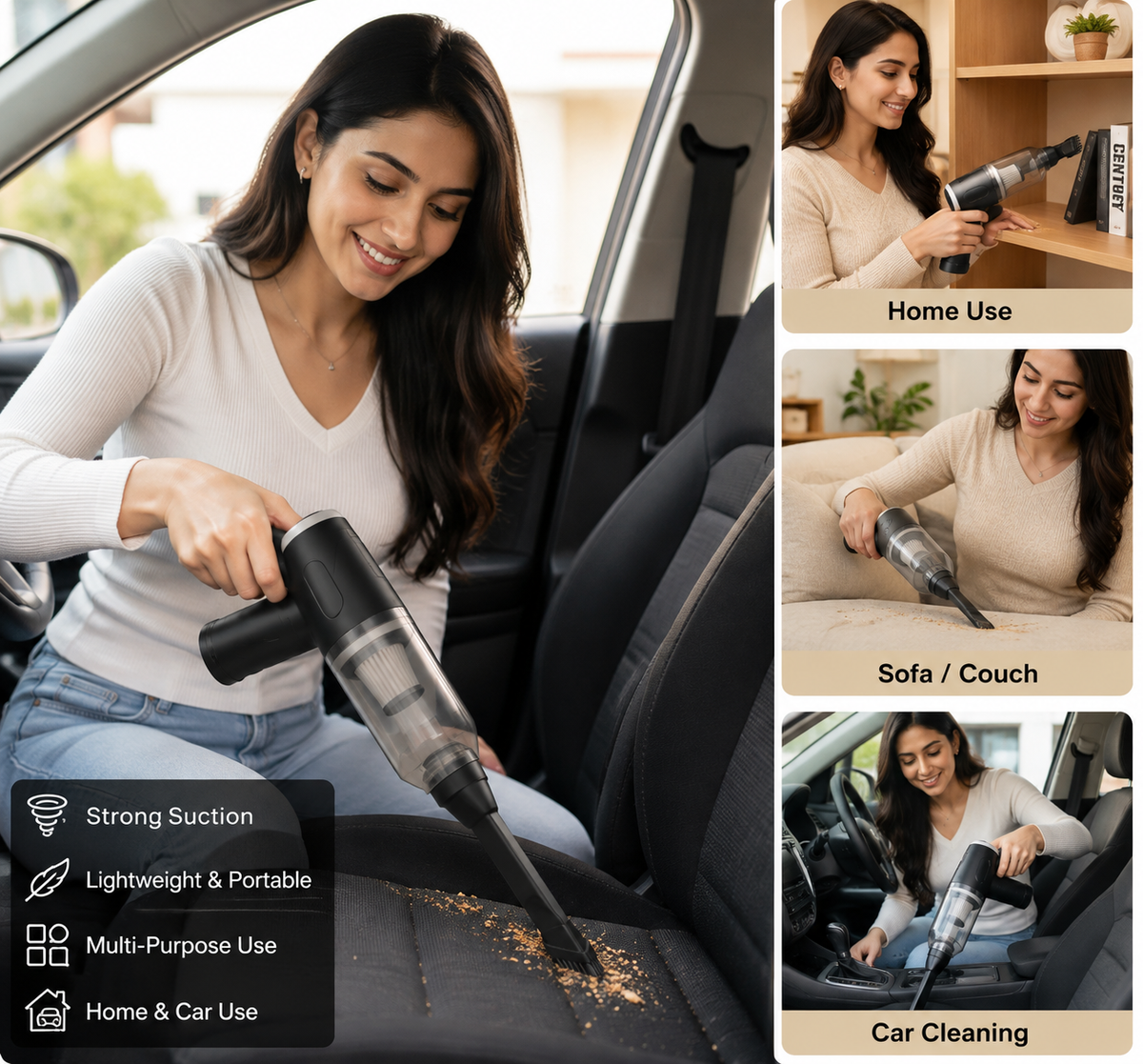3-in-1 USB Portable Vacuum Cleaner – Vacuum, Blower & Wet/Dry Cleaner