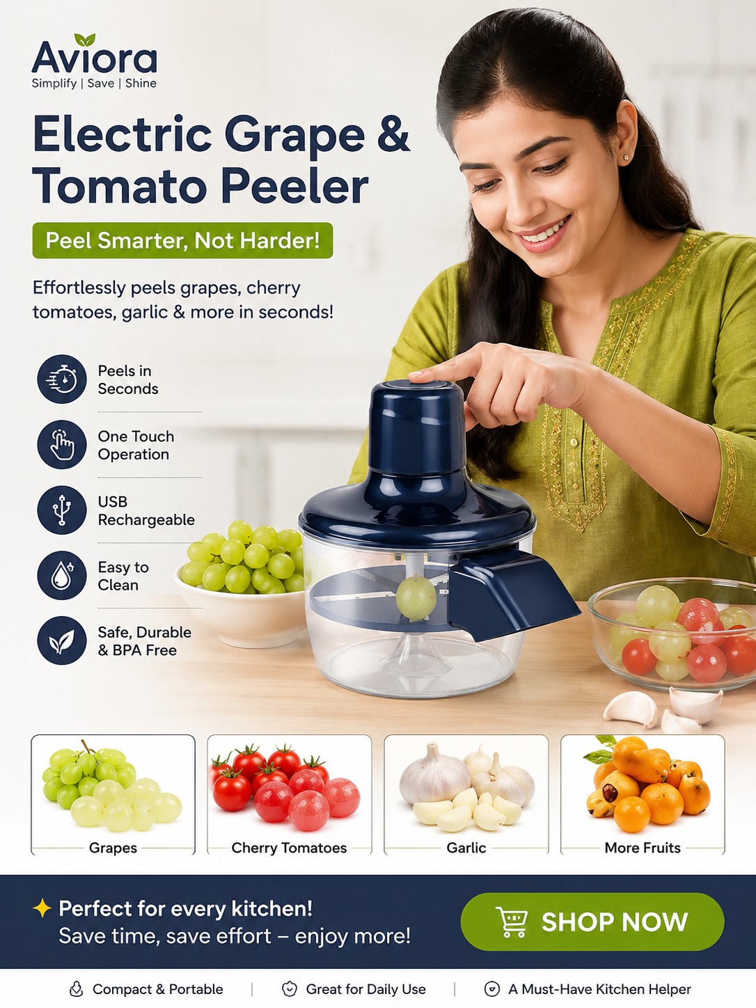 Aviora Automatic Electric Fruit & Garlic Peeler